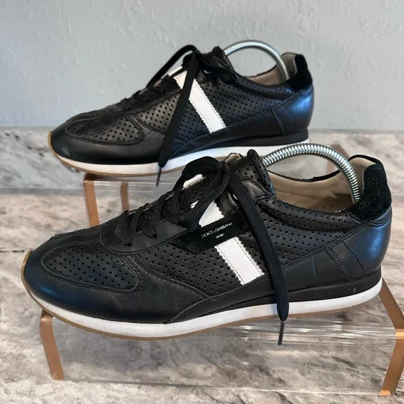 DOLCE & GABBANA Leather Colorblock Pattern Sneakers Sz 8.5 - Picture 4 of 10